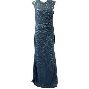 Xscape full-length black lace dress with nude lining. Size 8